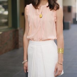 Madewell Peach Silk Sleeveless Ruffle Blouse